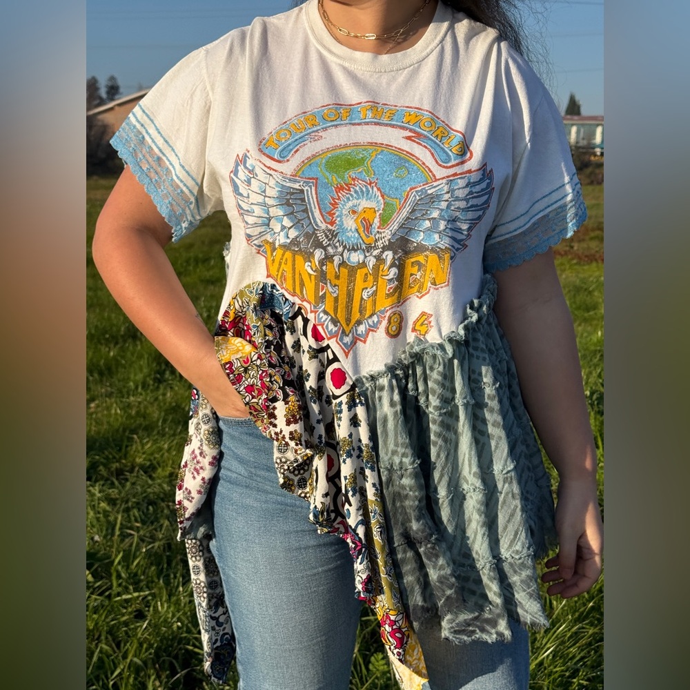 Upcycled Van Halen Graphic Patchwork Band Tee